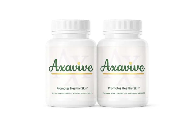 Two bottles of Axavive skin renewal supplement